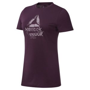 Reebok GS Texture Logo Crew T Shirt Damen - Tiefes Lila - DE 681-JWS